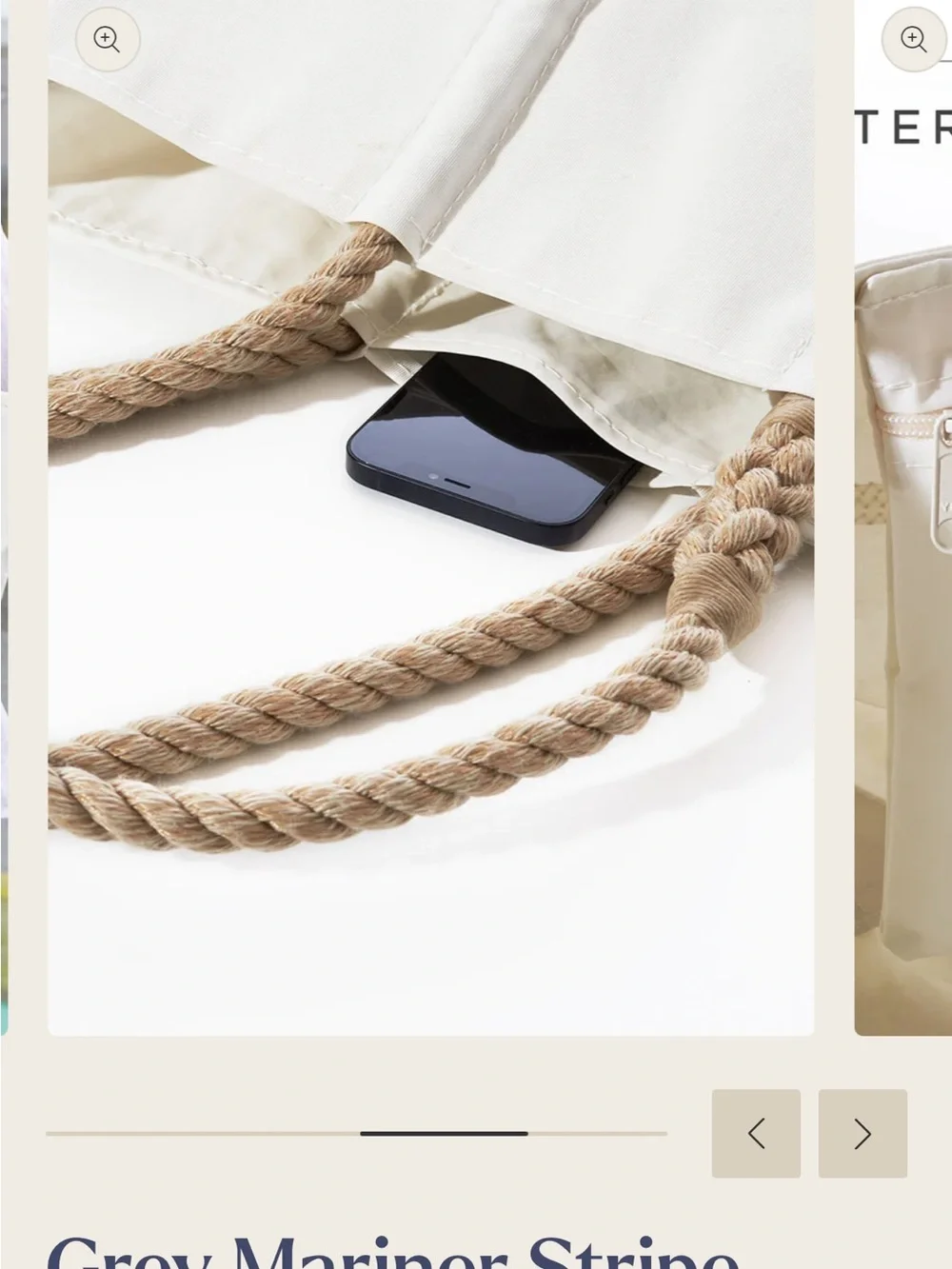 Sea Bags Recycled Sailcloth Medium Tote - Grey Mariner Stripe & Metallic Gold